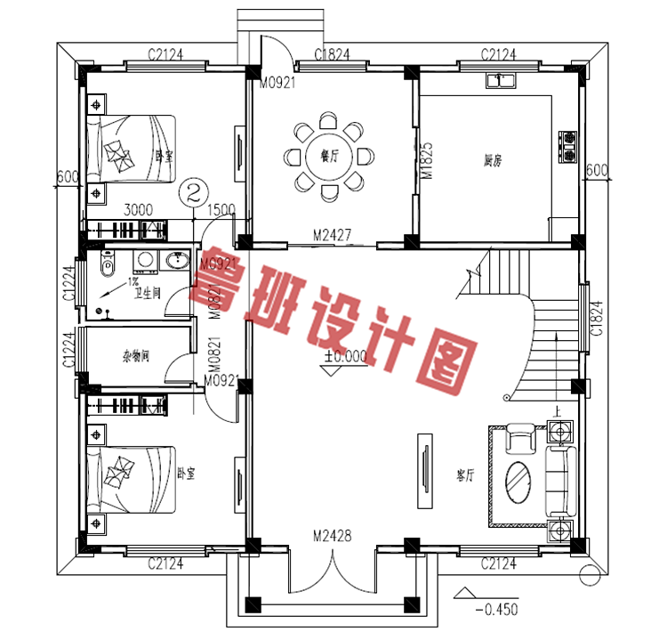 新农村复式两层半楼房设计图