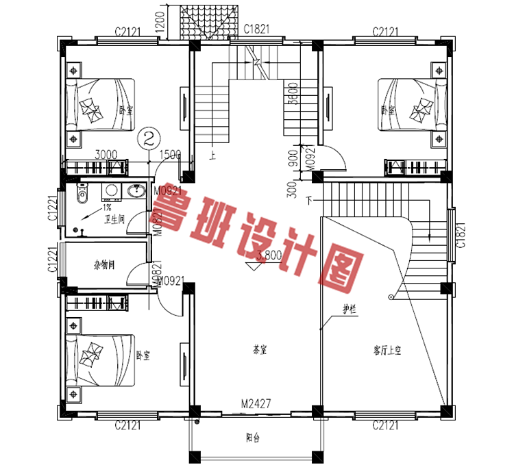 新农村复式两层半楼房设计图