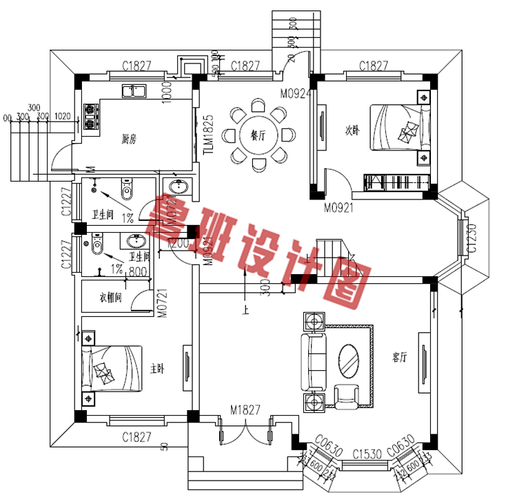 150平米简单大方的三层农村自建房设计图