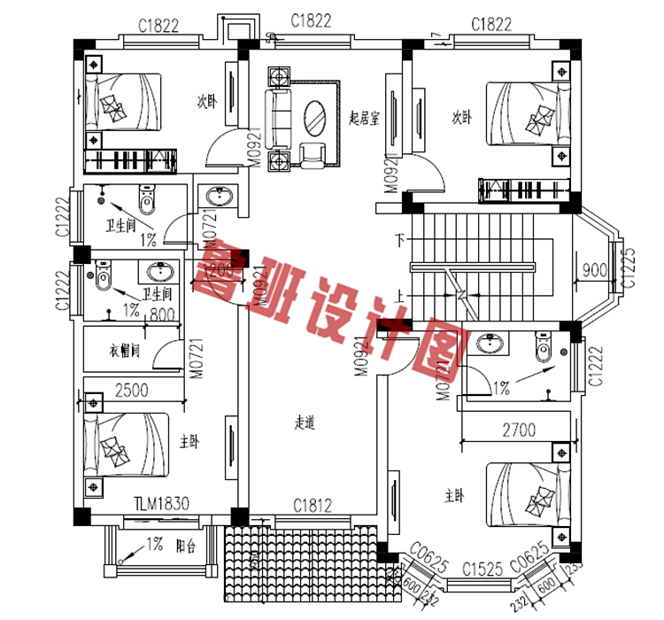 150平米简单大方的三层农村自建房设计图