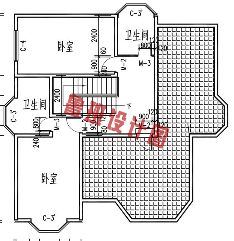 现代简约三层别墅设计三层户型图