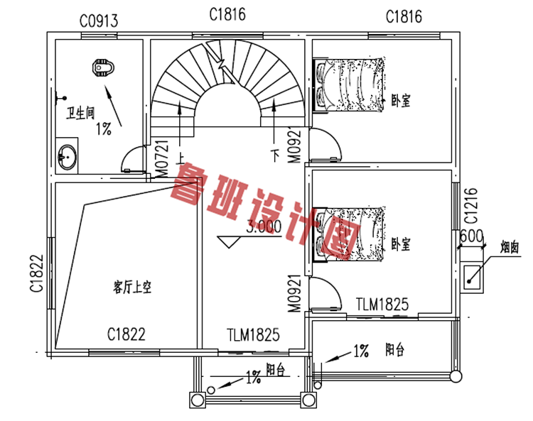 农村平屋顶三层别墅设计图