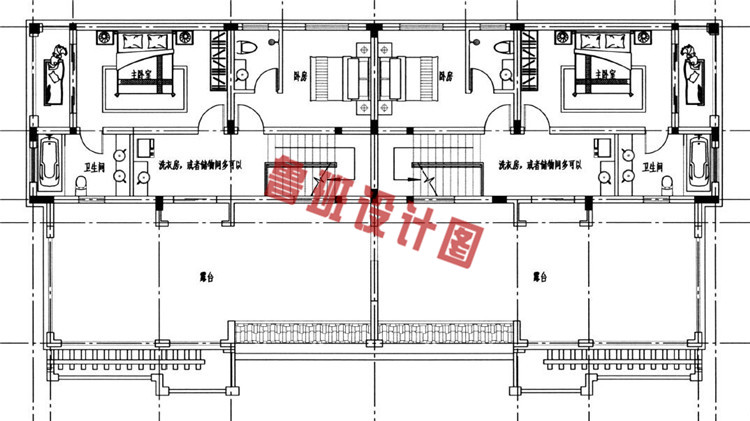 福建新农村三层双拼别墅设计三层户型图