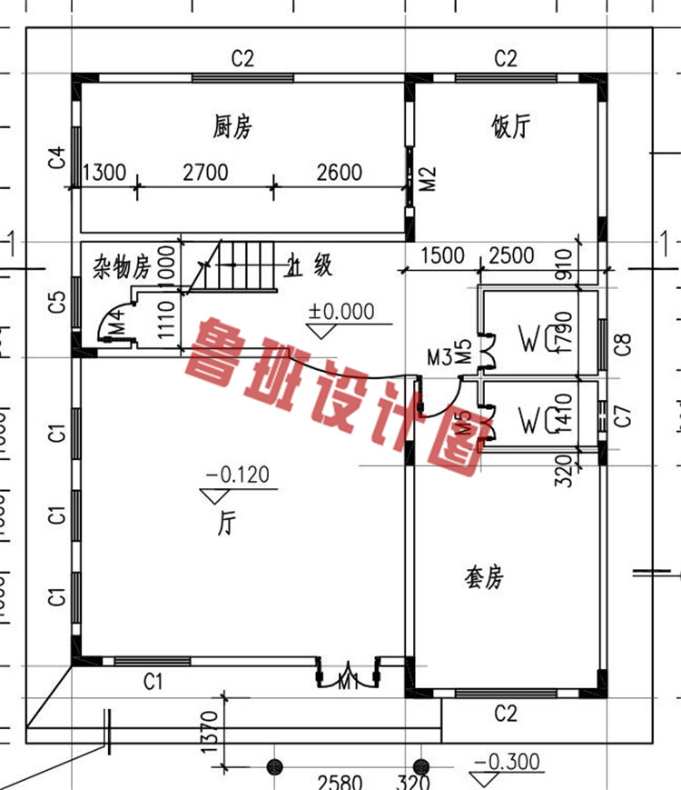 欧式三层别墅自建房屋设计一层户型图