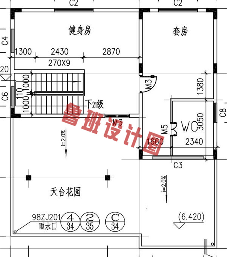 欧式三层别墅自建房屋设计三层户型图