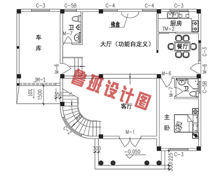 豪华欧式小楼设计一层户型图