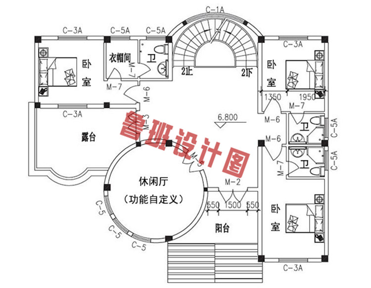 豪华欧式小楼设计三层户型图