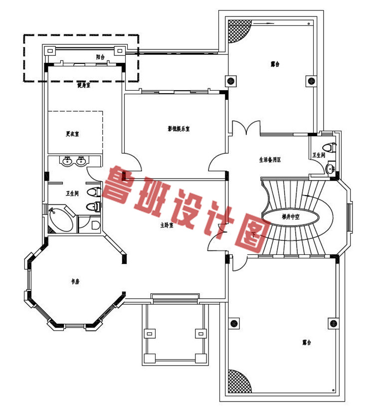 带双车库三层别墅设计三层户型图