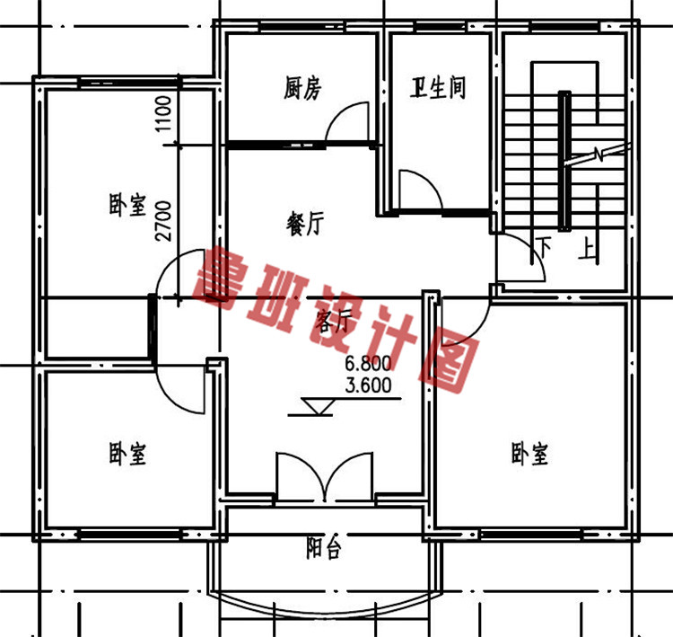 100平农村三层别墅房屋设计三层户型图