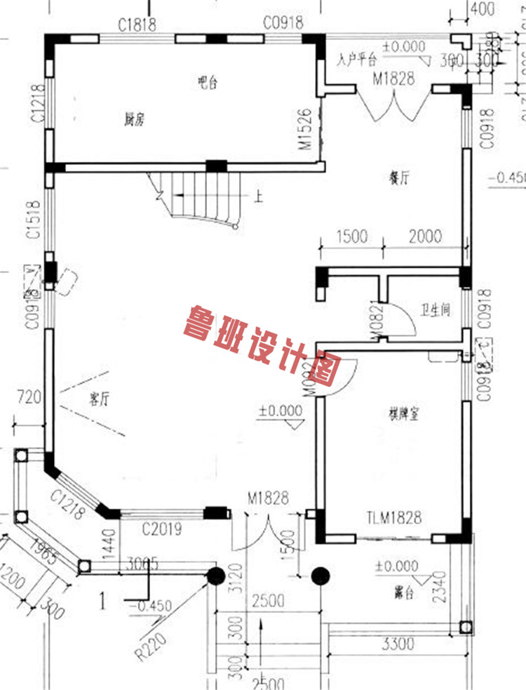 新农村四层别墅楼房设计一层户型图