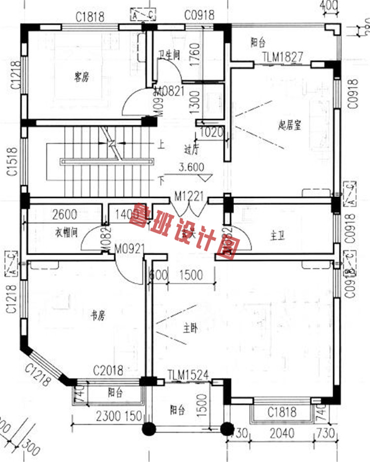 新农村四层别墅楼房设计二层户型图