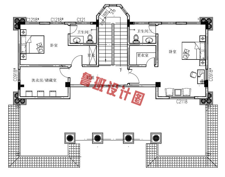 豪华大气四层别墅设计四层户型图