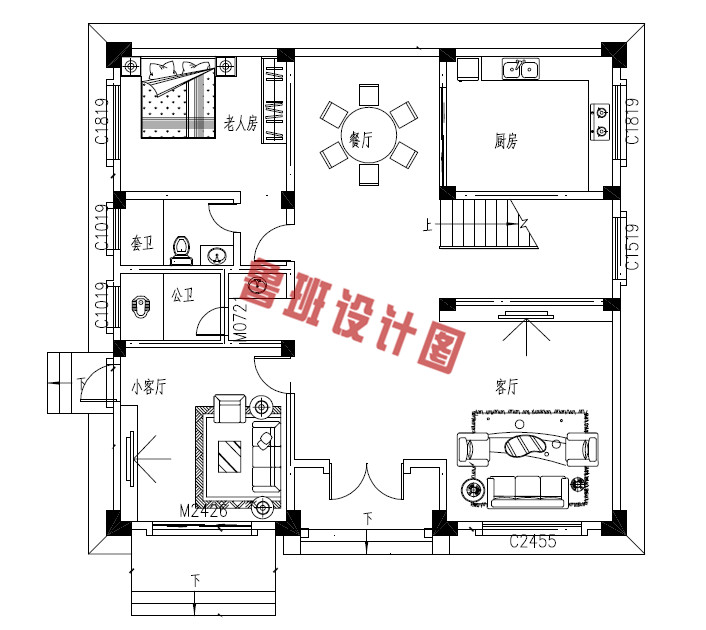 新农村四层复式小楼设计一层户型图