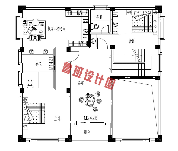 新农村四层复式小楼设计二层户型图