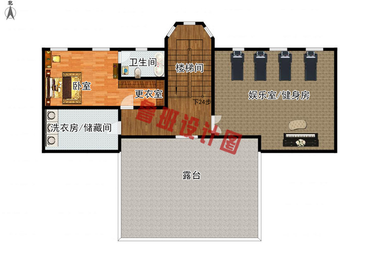 260平大户型四层别墅设计四层户型图