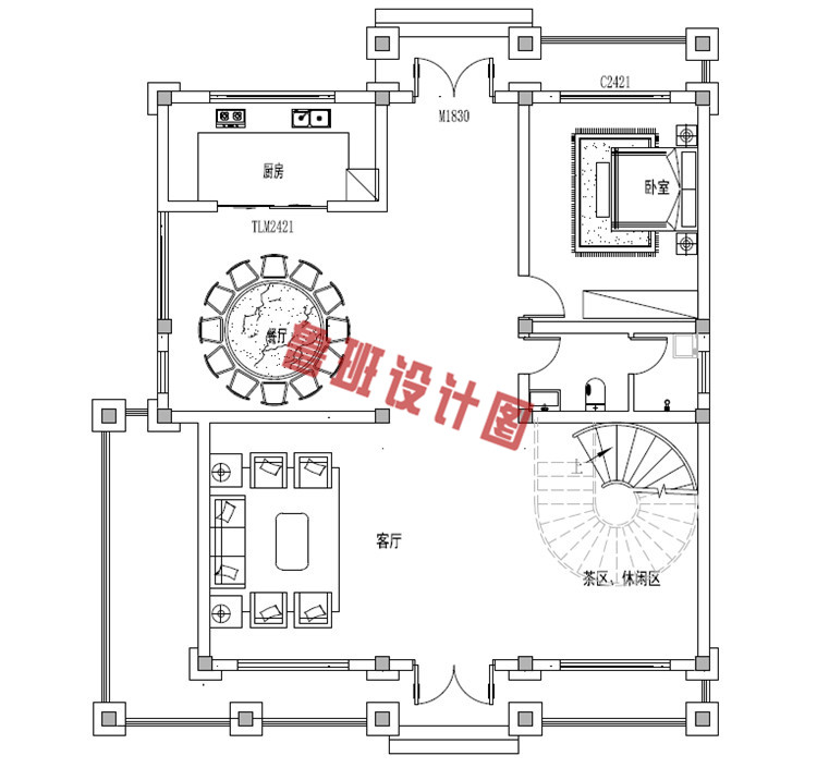 新颖四层别墅设计一层户型图