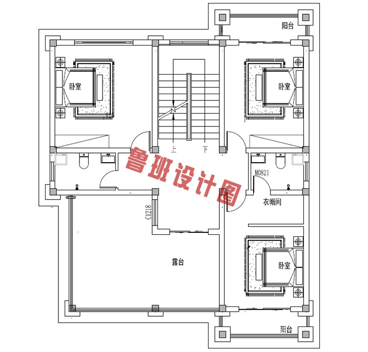 新颖四层别墅设计三层户型图