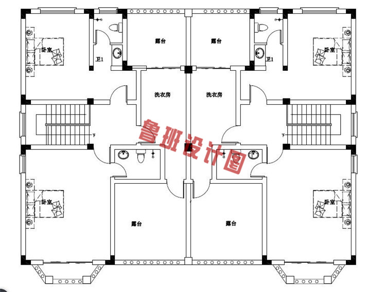 豪华欧式三层双拼自建房屋推荐三层户型图