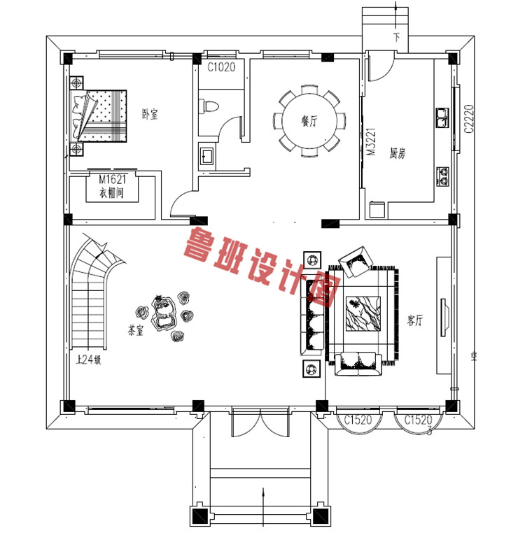 四层农村别墅一层户型图