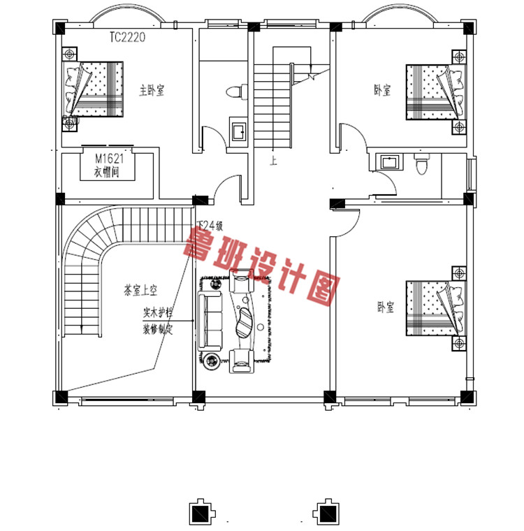 四层农村别墅二层户型图