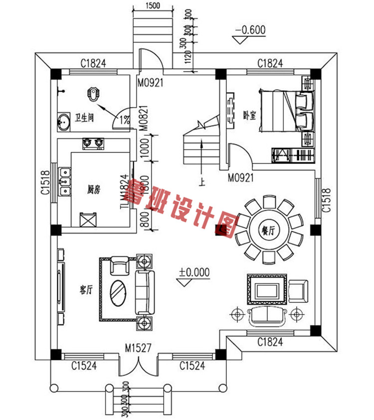 农村四层别墅洋楼设计一层户型图