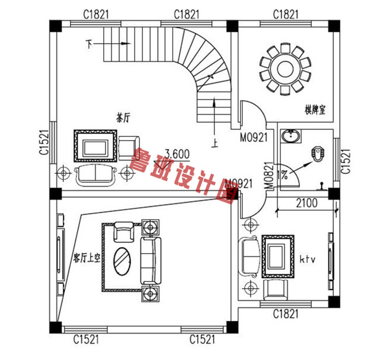 农村四层别墅洋楼设计二层户型图