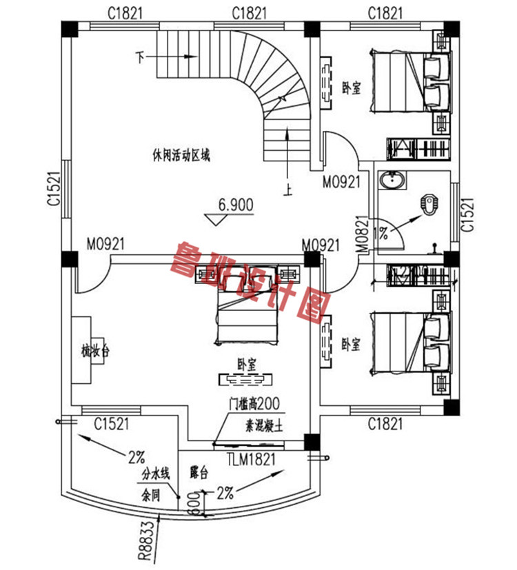 农村四层别墅洋楼设计三层户型图