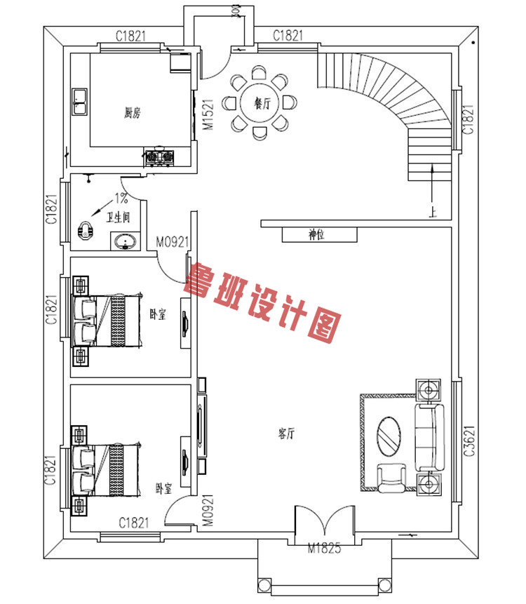 四层框架结构别墅设计一层户型图