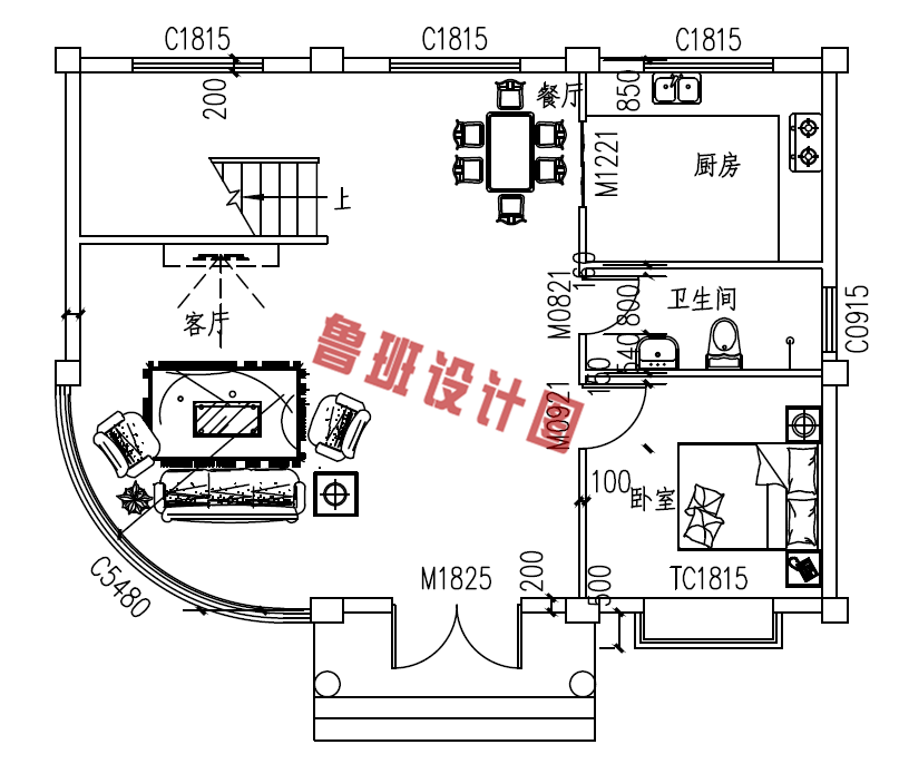 小户型四层别墅设计一层户型图