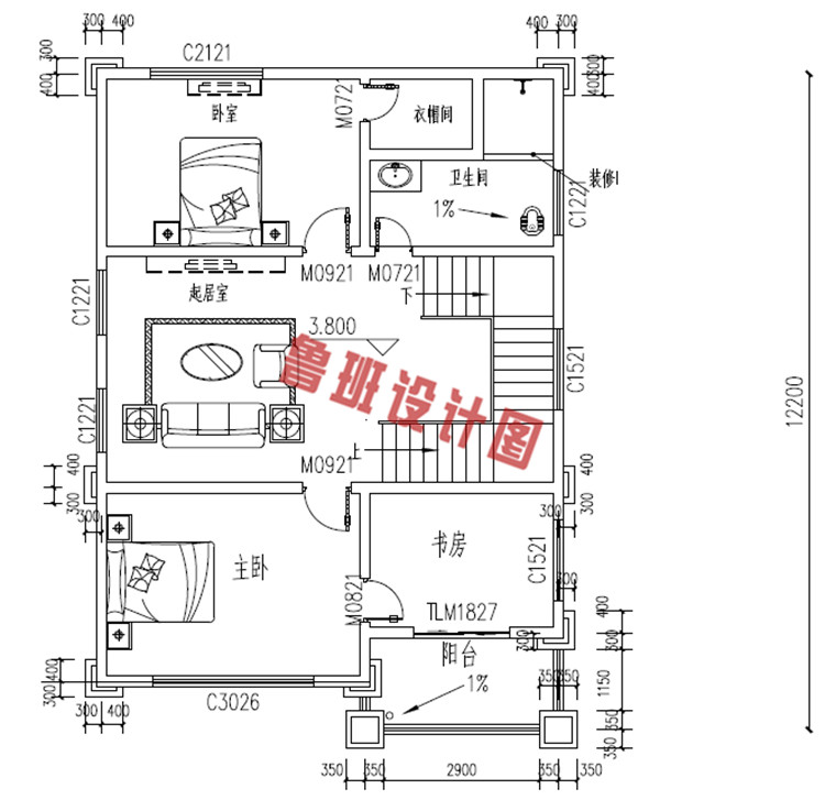 四层欧式别墅设计二层户型图