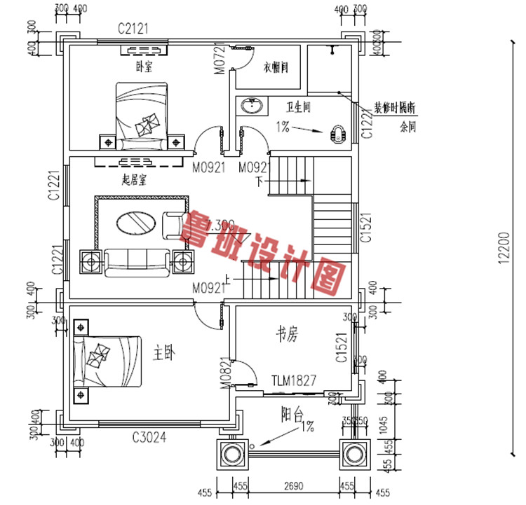 四层欧式别墅设计三层户型图