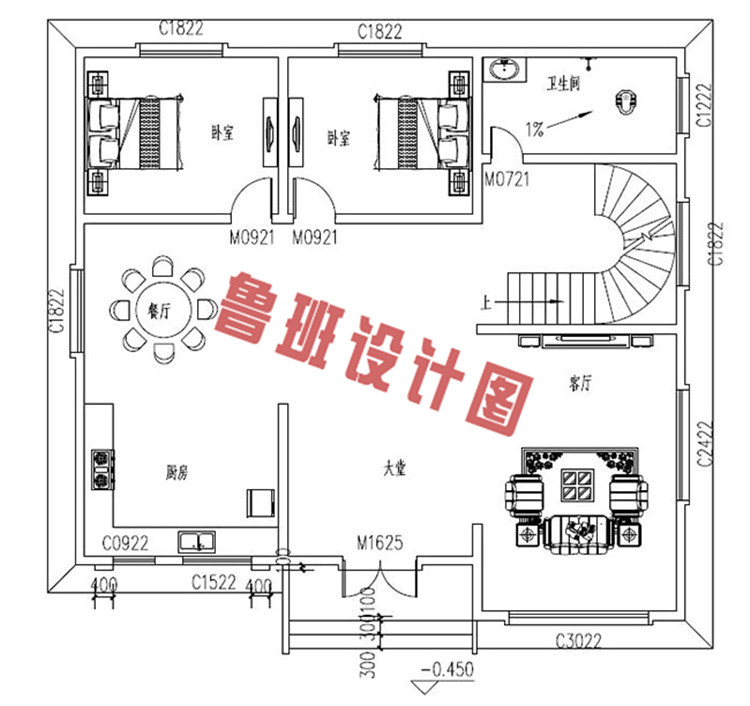 两层三间新农村住宅设计图