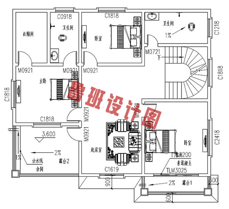 两层三间新农村住宅设计图