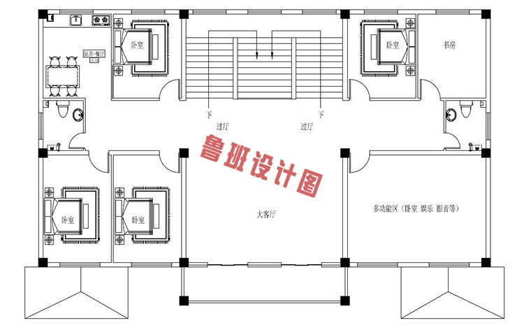 简约欧式三层双拼别墅设计三层户型图