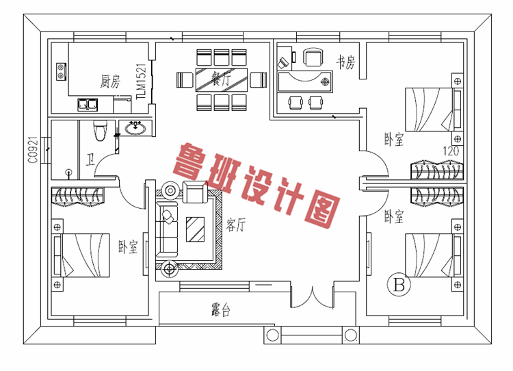 农村一层自建房屋设计图