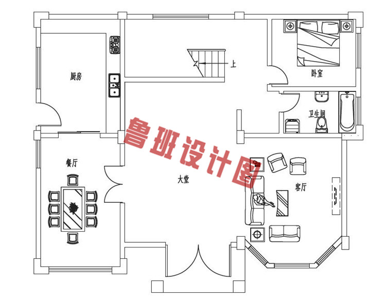 四层别墅自建房设计一层户型图