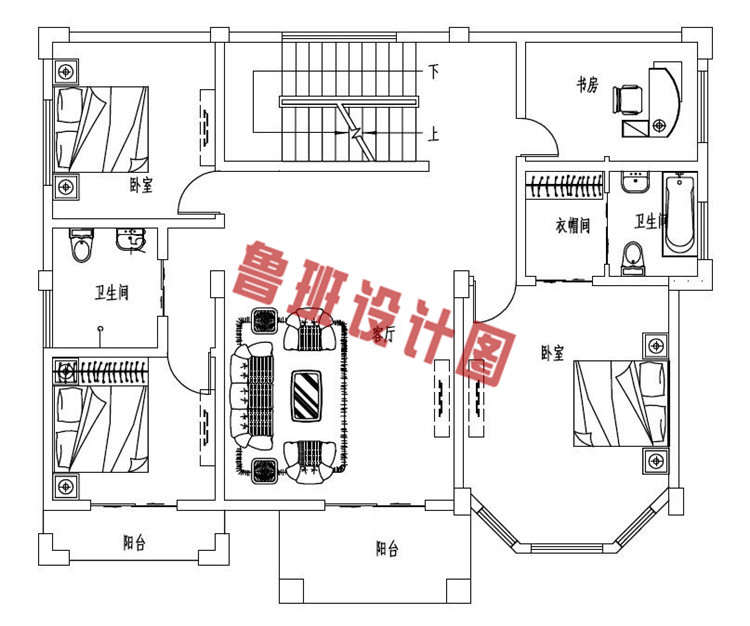 四层别墅自建房设计二层户型图