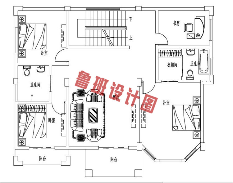 四层别墅自建房设计三层户型图