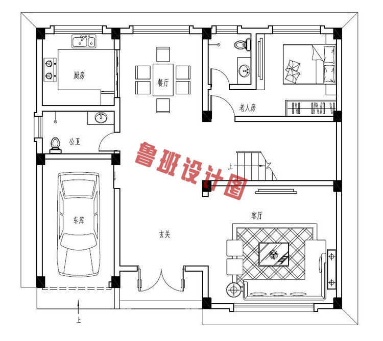 四层农村复式楼房设计一层户型图