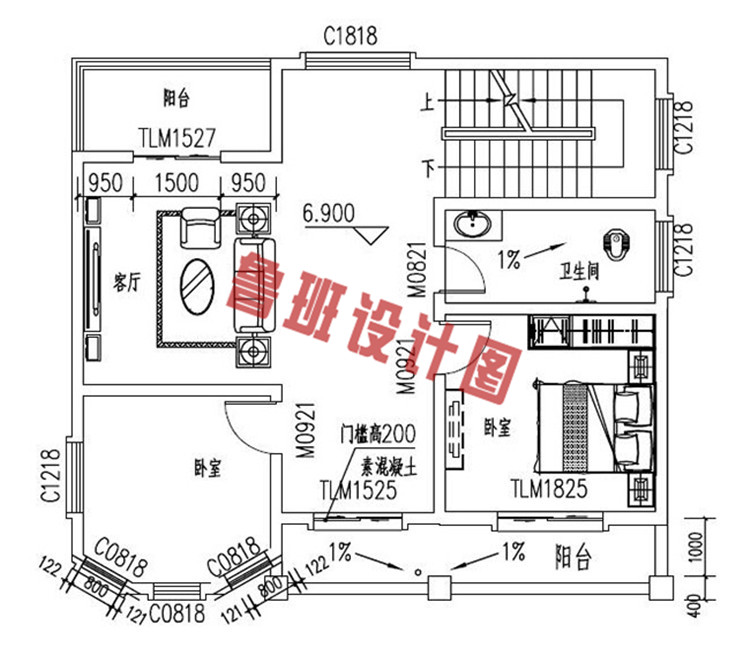 小户型四层农村房屋设计三层户型图