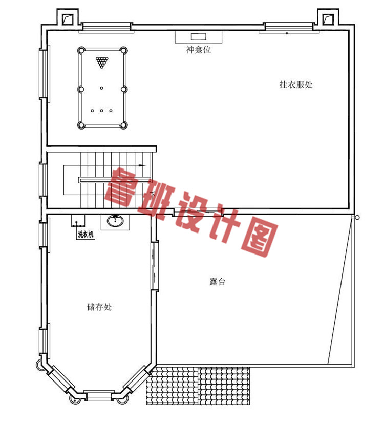 160平农村四层别墅设计四层户型图