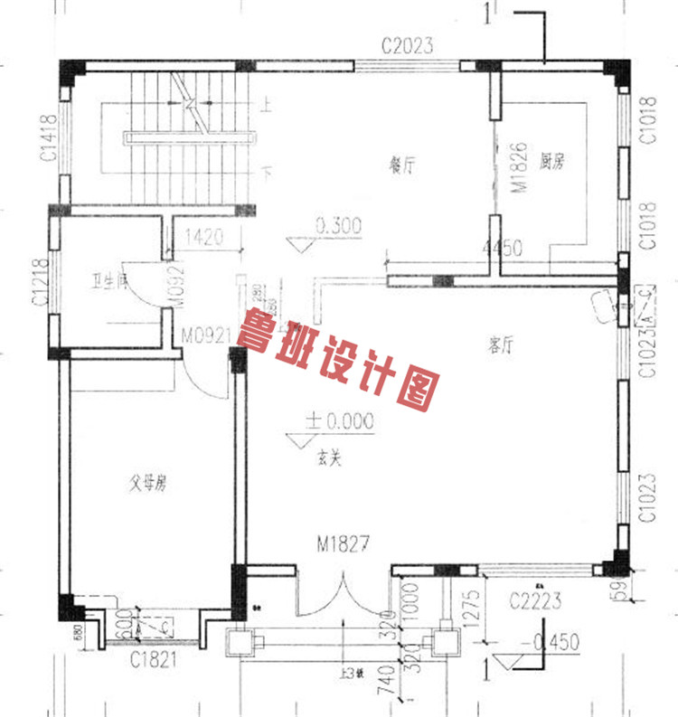 农村四层别墅设计一层户型图