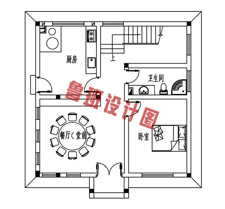 四层中式复古别墅设计一层户型图