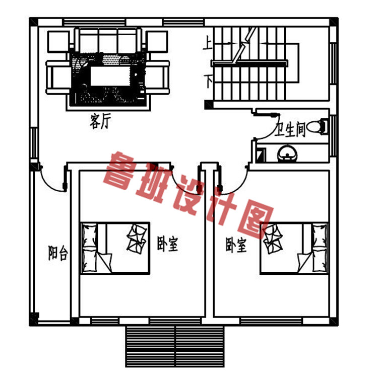 四层中式复古别墅设计二层户型图