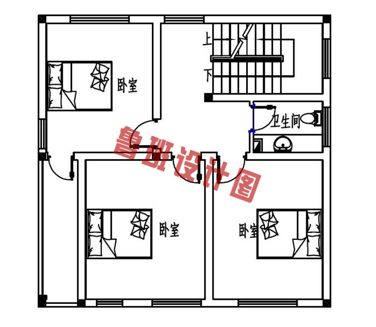 四层中式复古别墅设计三层户型图