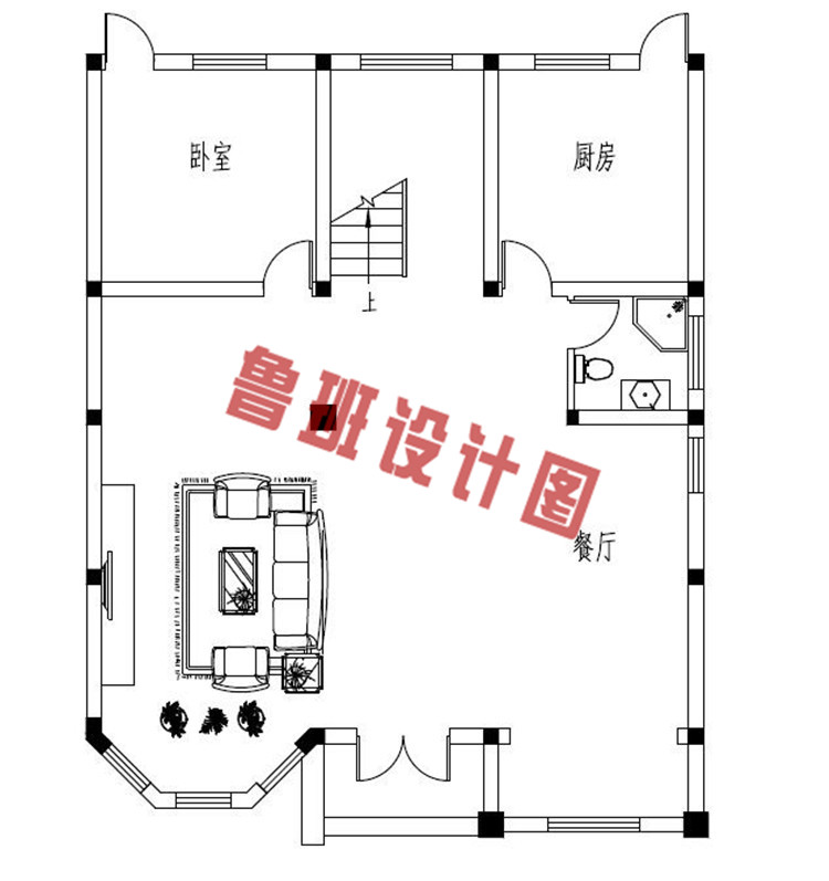 130平农村四层复式楼房设计一层户型图