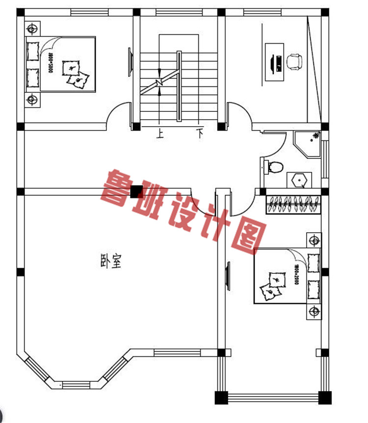 130平农村四层复式楼房设计三层户型图