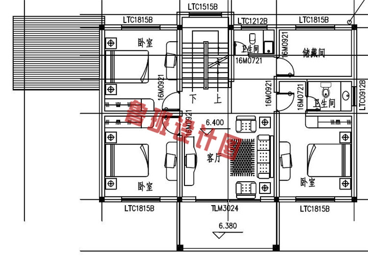 农村三层半别墅自建房设计三层户型图