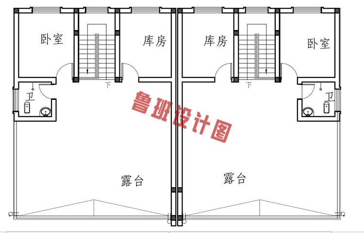 新农村双拼户型别墅设计三层户型图