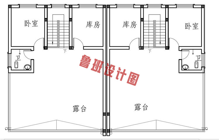 新农村双拼户型别墅设计三层户型图